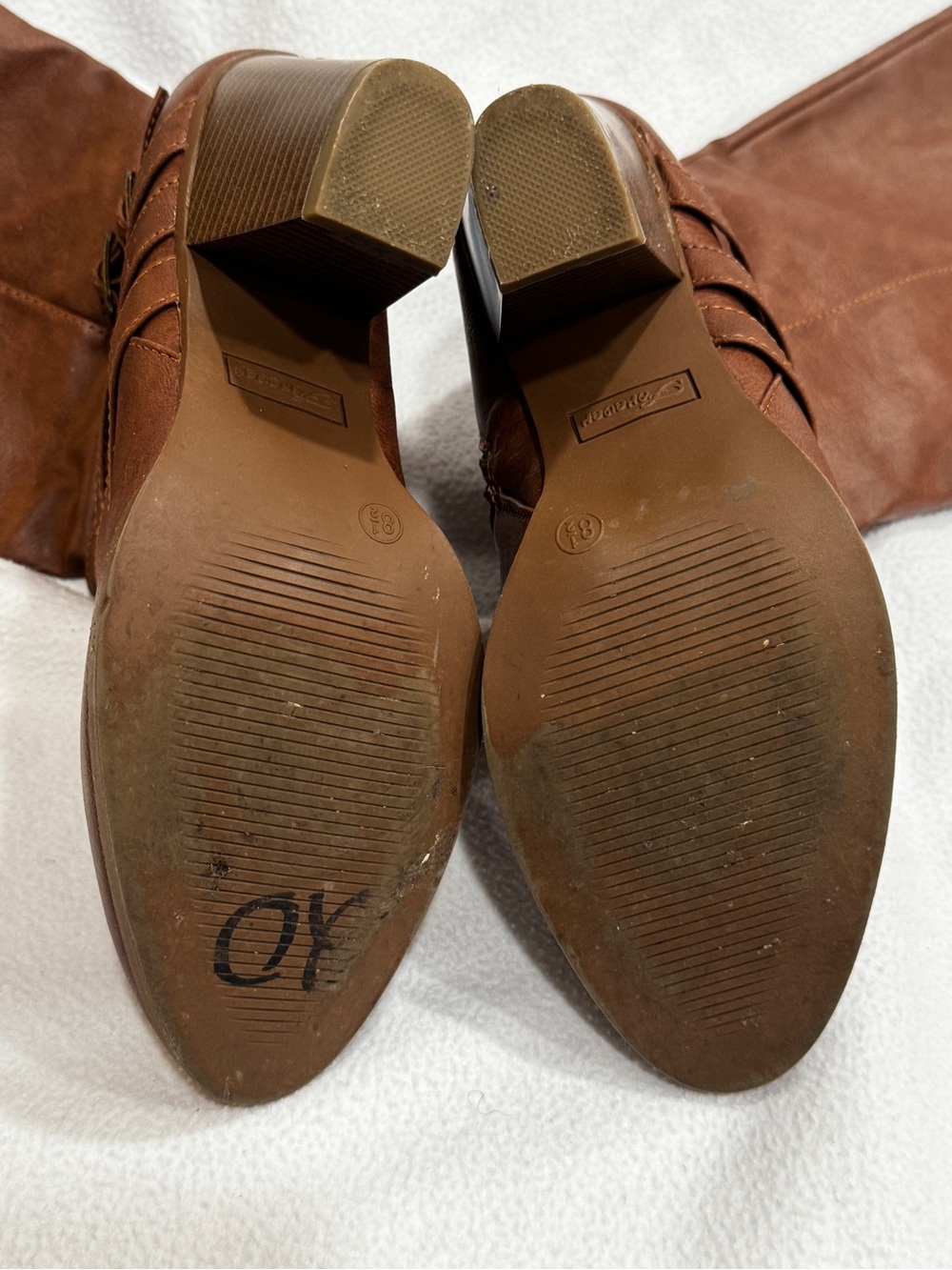 Brown Heeled Boots with Buckle Straps - Picture 7 of 10